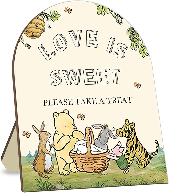 Classic Pooh Love is Sweet Please Take A Treat Sign, Winnie Decor Bridal Shower by CelebrateEveryMoment