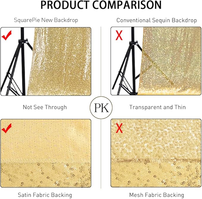 SquarePie Sequin Backdrop Curtain Less See Through Thick Glitter Background - Image 5