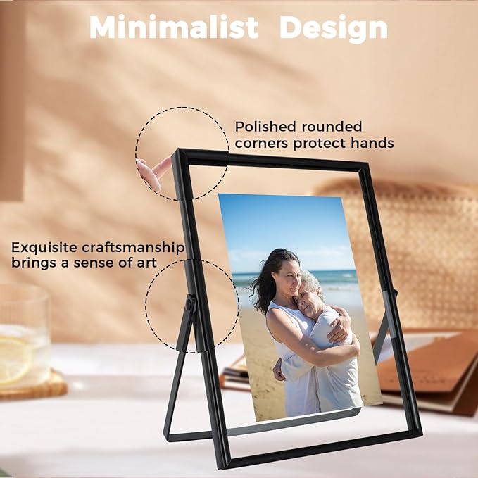 Black Floating Frame, For Picture 5x7, Tabletop Shelf Photo Frame, Classy Gift - Image 4
