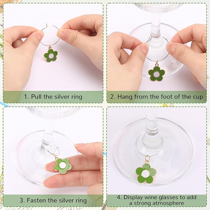 SANNIX Spring Floral Wine Charms - Image 4