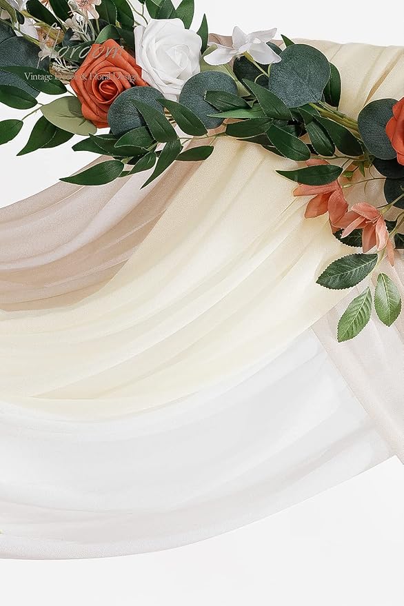 Floroom Wedding Arch Draping Fabric 3 Panels 20Ft Chiffon Fabric Drapes Arbor - Image 6