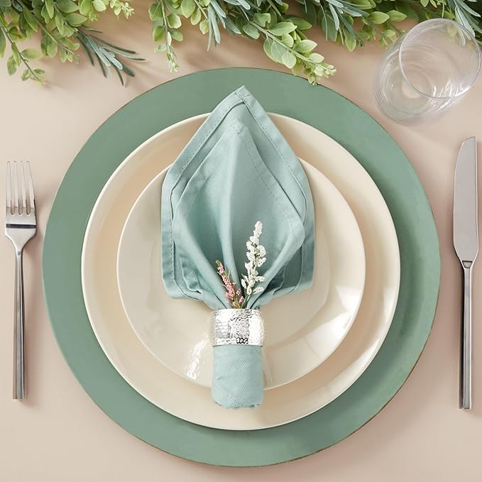 Farmlyn Creek Silver Napkin Rings Set of 12-1.8 in Round Polished Zinc - Image 2