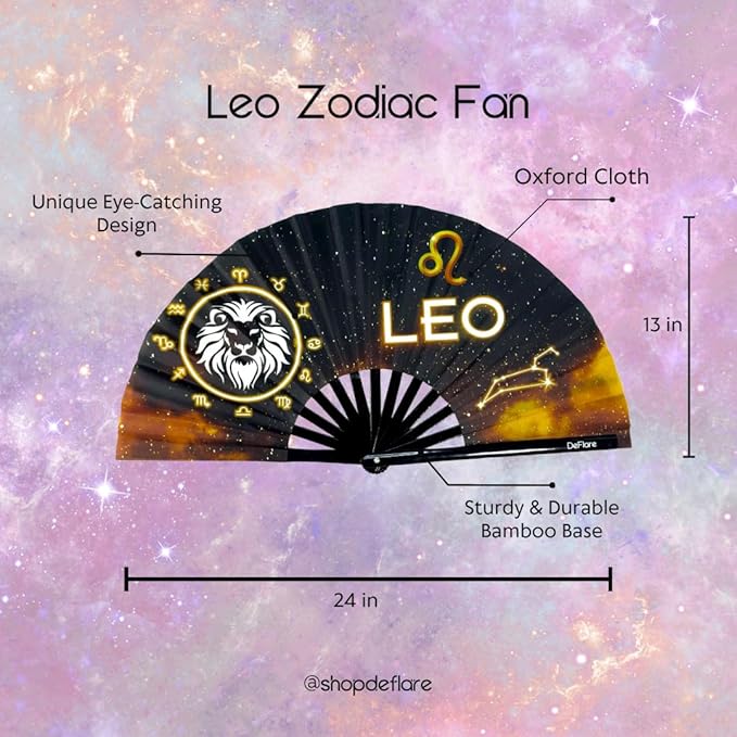 DeFlare | Cosmic Zodiac Rave Fan | Zodiac Sign Hand Fan | Astrology Rave Fan | - Image 5