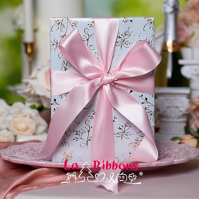 LaRibbons 3/8 Inch 25 Yard Double Faced Satin Ribbon, Rose Pink Small Satin - Image 6