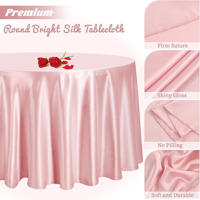 12 Pack 120 Inch Rose Gold Satin Tablecloth - Image 3