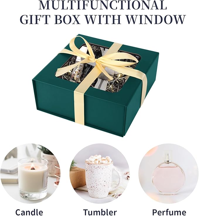 TIACABO Green Gift Box with Window, 7.5"x7.5"x3.1" Bridesmaid Boxe - Image 3
