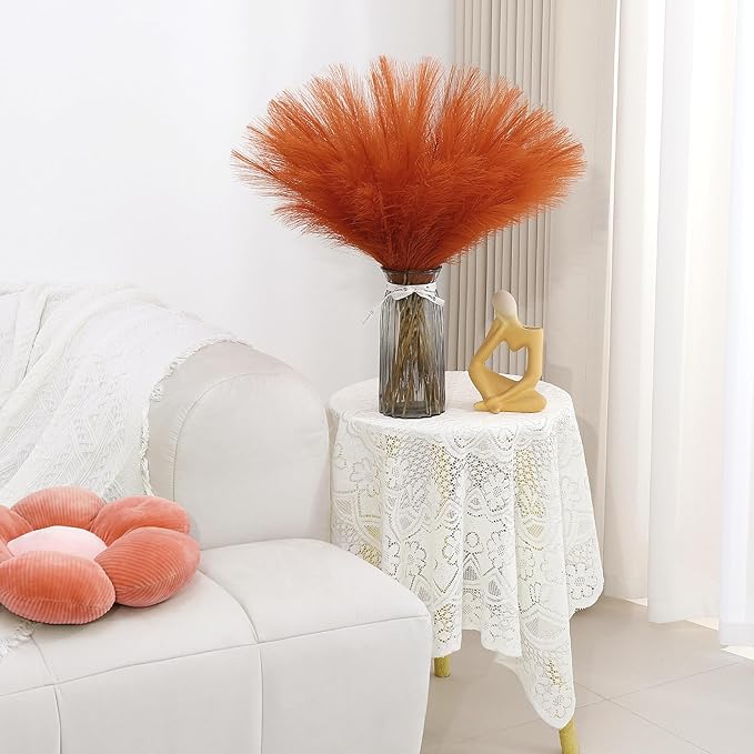 Orange Pampas Grass Decor 30 Pcs 21.7 Inch Faux Pampas Grass Bulk Artificial - Image 5