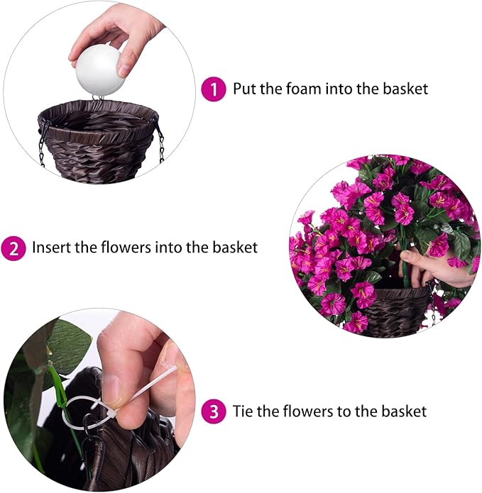 Artificial Fake Hanging Flowers Plants Baskets - Image 5