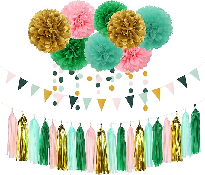 Sage-Green Pink-Gold Baby Bridal-Shower Decorations by LastingSurprise
