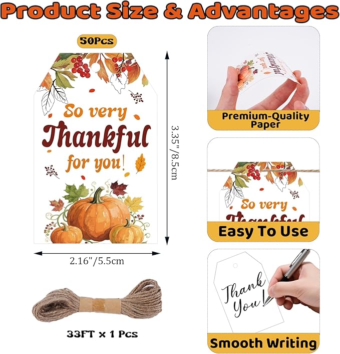 50Pcs Thanksgiving Gift Tags - Image 2