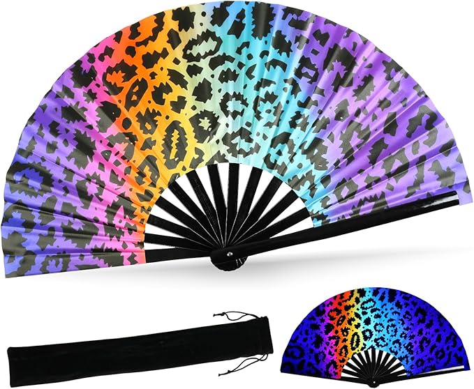 SYNTECSO Folding Hand Fan for Rave, Popping Fan for Line Dancing, Drag Queen by SYNTECSO