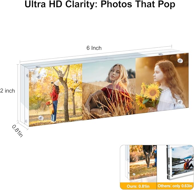 3 Pack 2x6 Acrylic Picture Frames - Image 2