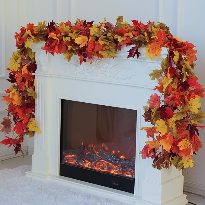 6PCS Fall Maple Leaves Garland, Party Joy 5.6Ft Artificial Maple Leaf Autumn - Image 2
