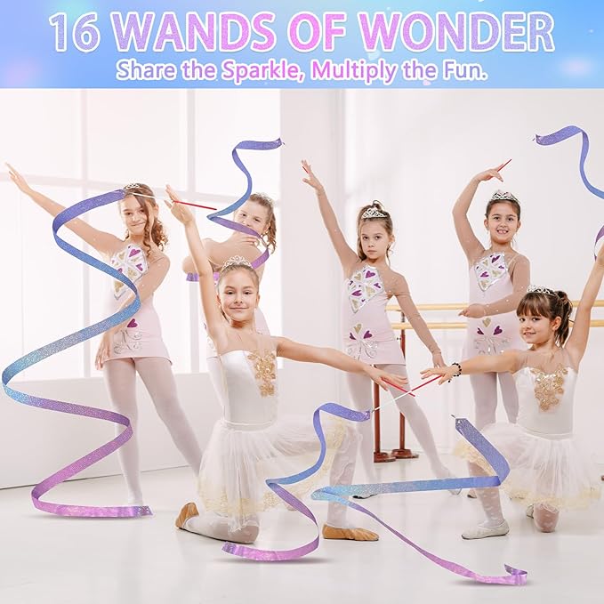 16 Pcs Sparkling Dance Ribbon for Kids Rhythmic Gymnastics Birthday Party - Image 6