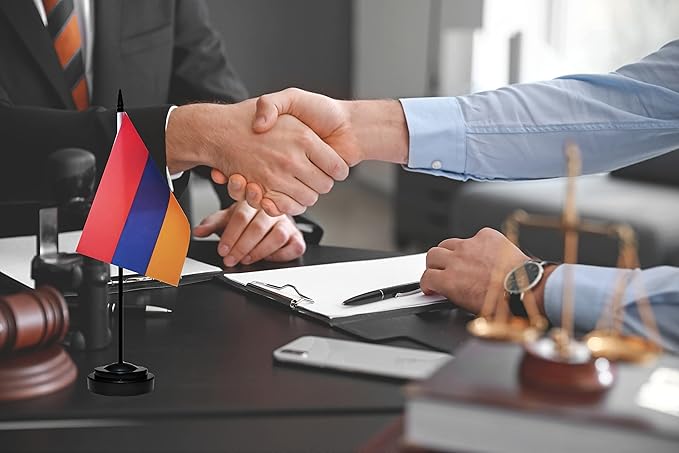 Armenia Armenian Deluxe Desk Flag Set Small Mini Miniature Armenia Armenian - Image 5