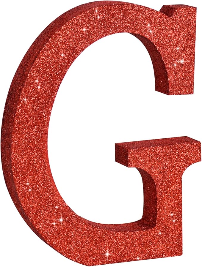 TONIFUL 8 Inch Red Glitter Letter G Table Centerpiece A-Z Red Birthday Party by TONIFUL