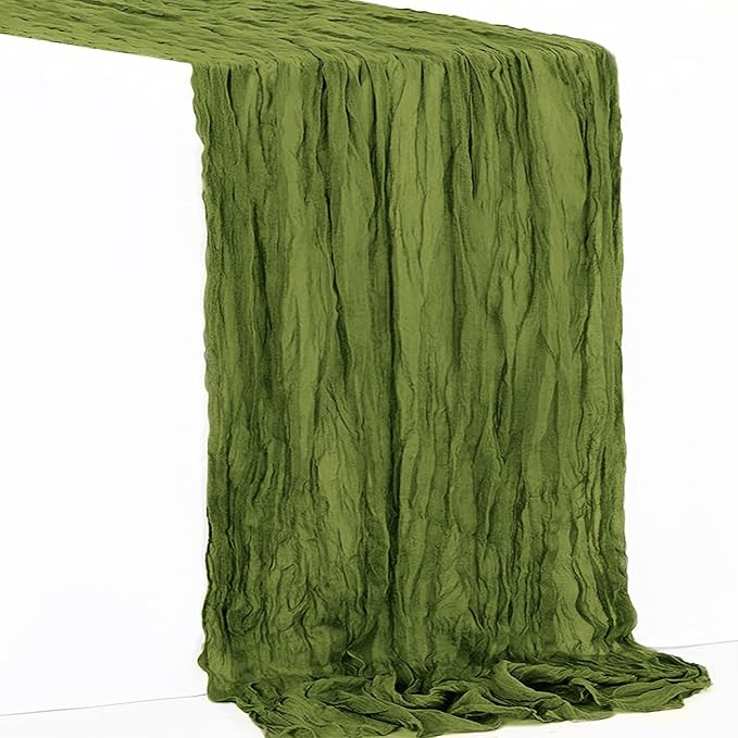 10 Pack Olive Green Cheesecloth Table Runner 35x120 Inch 10Ft Rustic Gauze - Image 7