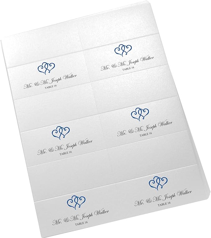 Linked Hearts Printable Place Cards, Royal Blue, Laser & Inkjet Printers - Image 4