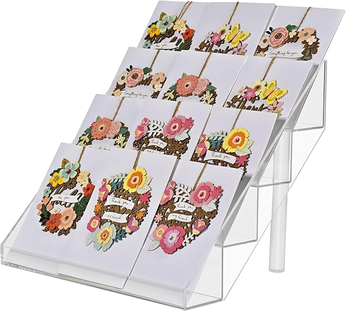 PecMuikee Greeting Card Display, 4 Tiers Clear Acrylic Sticker Display Stand - Image 8