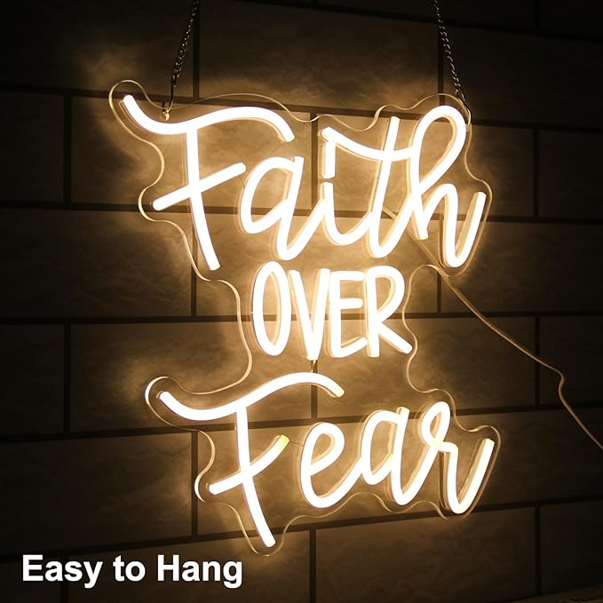 Faith Over Fear Neon Sign Jesus Neon Light Christian LED Signs - Image 2