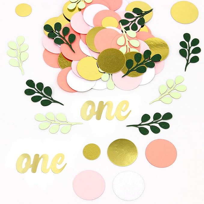 300PC Pink and Sage Green 1st Birthday Confetti First Birthday Decorations - Image 6