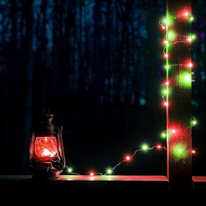 Red and Green Christmas String Lights, 4 Pack Fairy Lights Battery Operated - Image 2