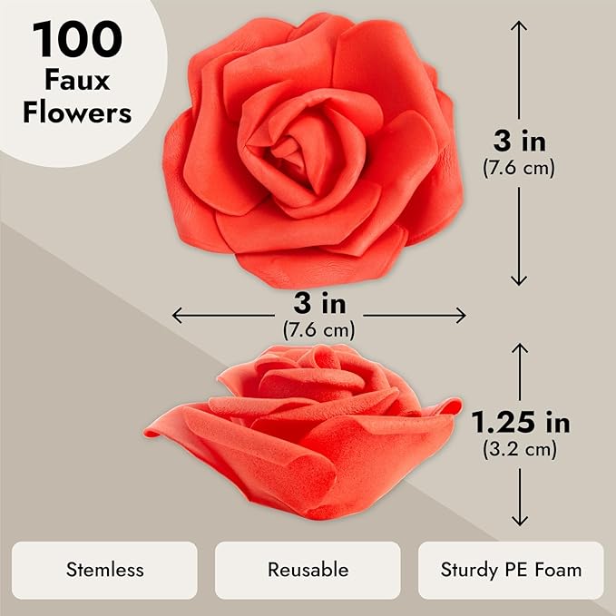 Juvale 100 Pack Red Artificial Flowers - Image 4