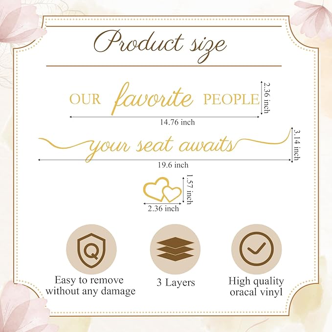 3 Pcs Wedding Seating Chart Decal Stickers DIY Our Favorite People Your Seat - Image 2