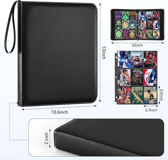 9 Pocket Card Binder, 900 Double Sided Pockets, PU Collection Binder - Image 2
