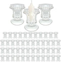 50 Pieces Glass Taper Candle Holders Bulk Clear Glass Taper Candlestick Holders by YOUKEOLA
