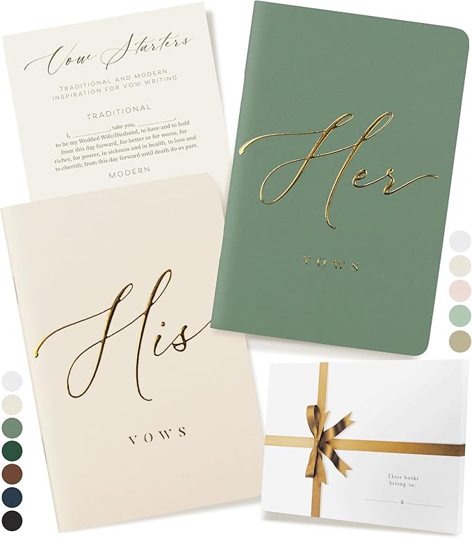 ARTESORI Wedding Vow Book for Her & Him, Soft Touch, 28 Lined Pages, Wedding by Artesori