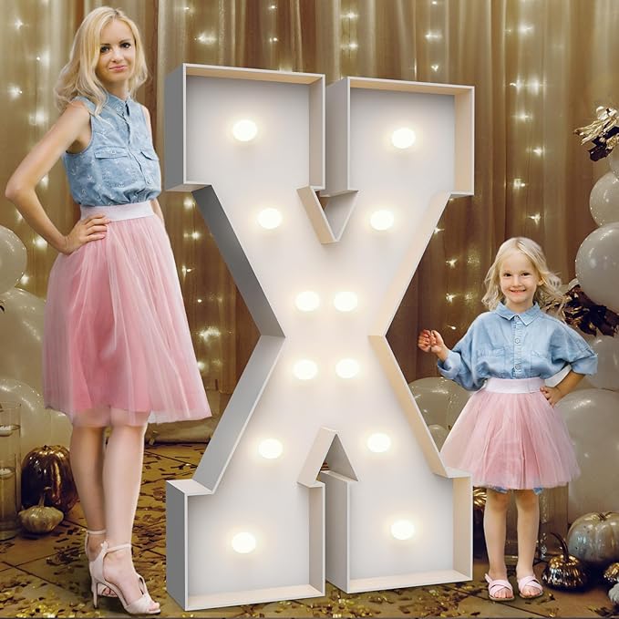 4FT Marquee Light Up Letters X, Party Decoration Large Marquee Light Up Letters by Teebloom