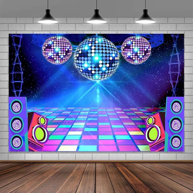Dance Party Backdrop Retro 80s 90s Theme Stage Dance Ball Music Birthday Party by MERCHR