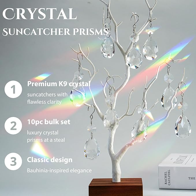 H&D HYALINE & DORA 3Inch Crystal Suncatcher Bauhinia Prisms Pendants 10Pcs - Image 3