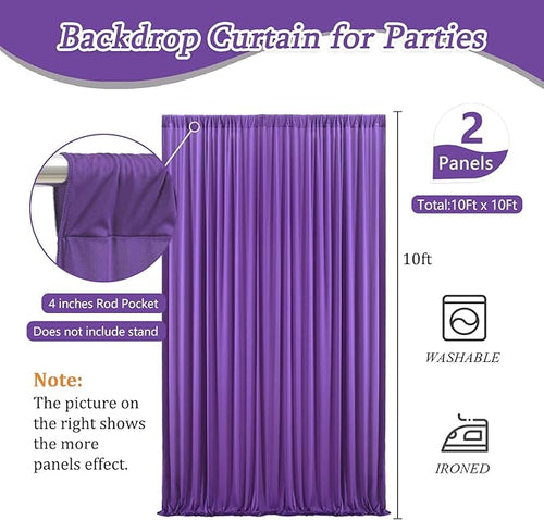 10 x 10 Feet Purple Backdrop Curtain - Image 2
