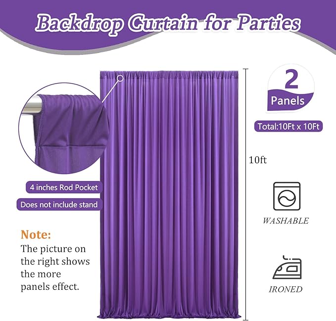 10 x 7 Feet Purple Backdrop Curtain - Image 2