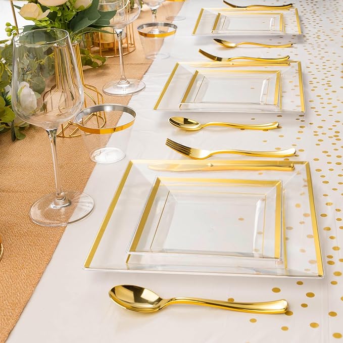 Goodluck 352-Piece Clear Plastic Dinnerware Set - Image 6