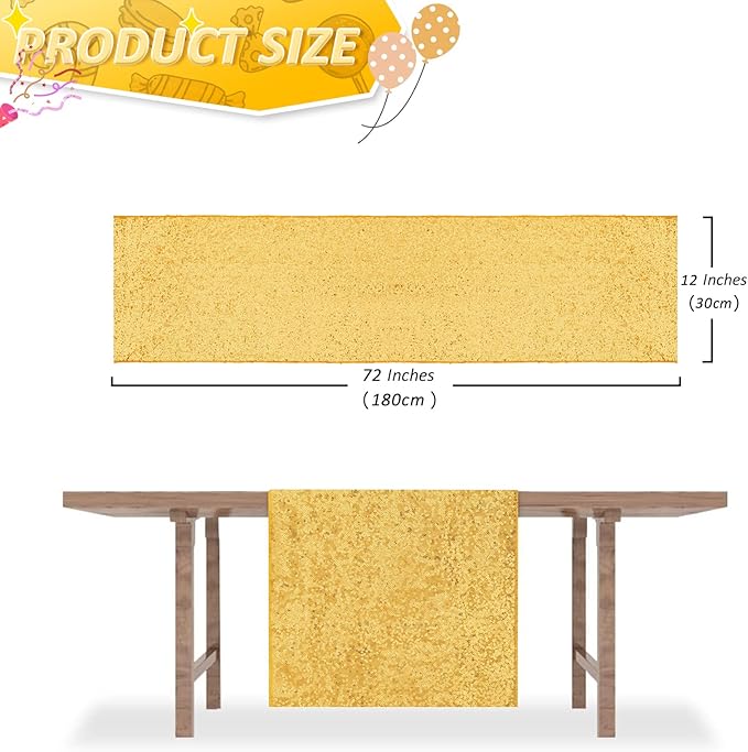 Gold Table Runners 10 Pieces 12x72 Inch Glitter Dining Table Runner Sequin - Image 5