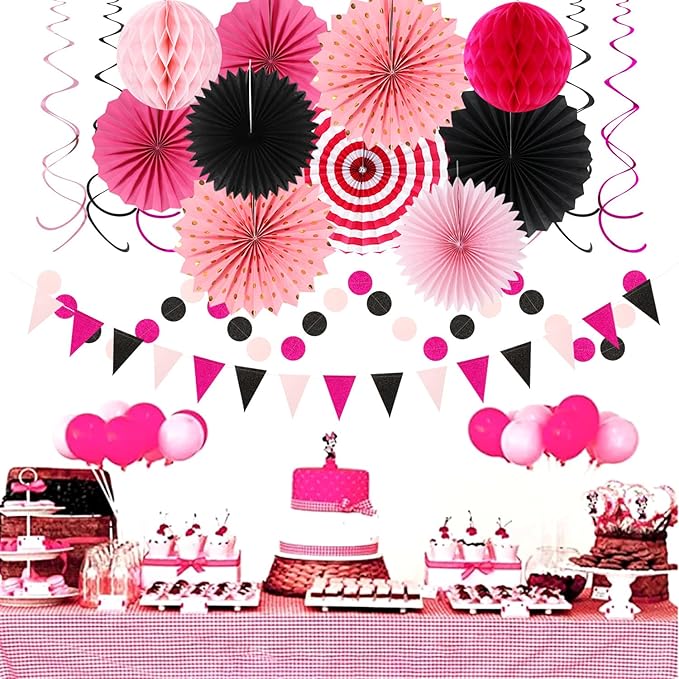 Hot-Pink Black Party-Decorations - Image 5