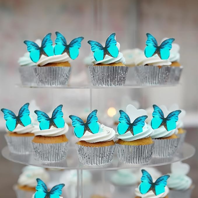 Ephlyn 48Pcs Edible Butterfly Cupcake Toppers Cute 3D Butterfly Cake Picks - Image 5