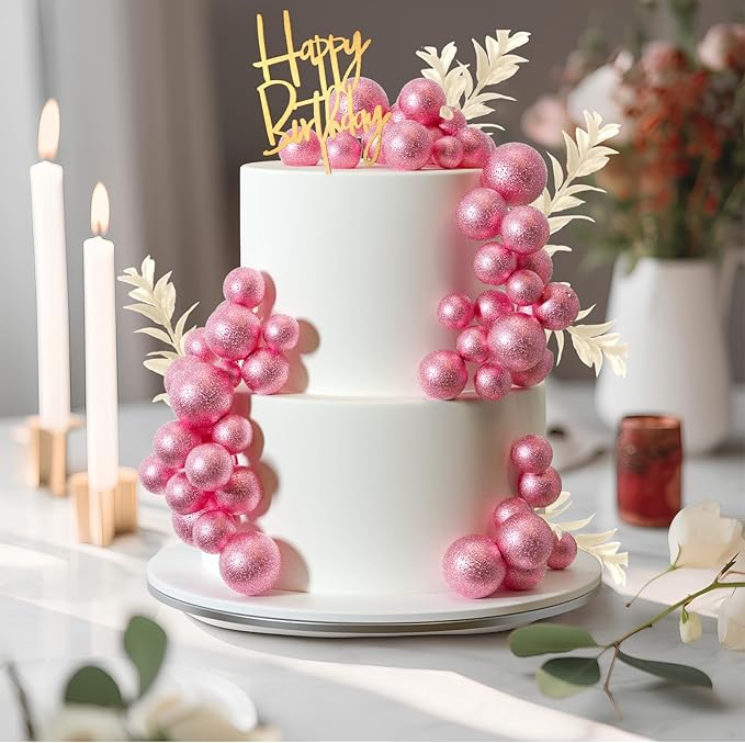 MIAHART Ball Cake Toppers Boho Grass Cake Topper Ball Cake Insert Decoration - Image 3