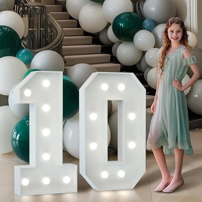 Marquee Numbers 3 Feet Tall Big Light Up Numbers 10th Happy Birthday by Letsmakeitimpressive