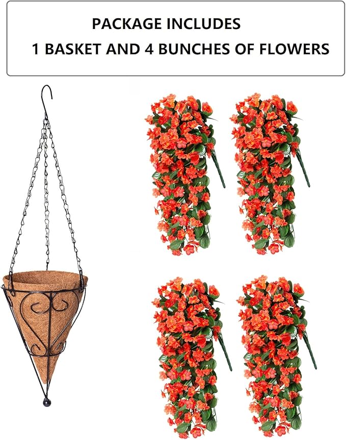 Artificial Fake Fall Hanging Flowers Plants Baskets - Image 2