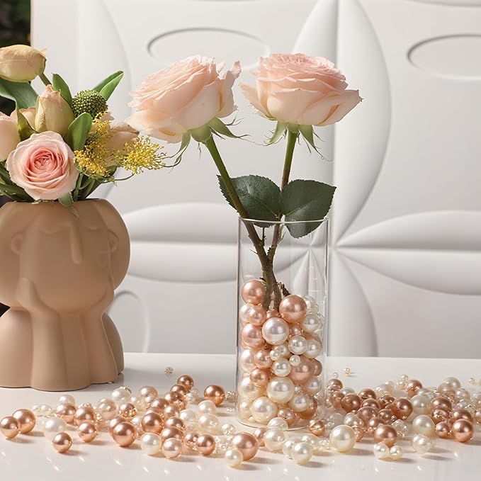 200 Pcs Vase Filler Beads White and Rosegold Pearl Beads - Image 4