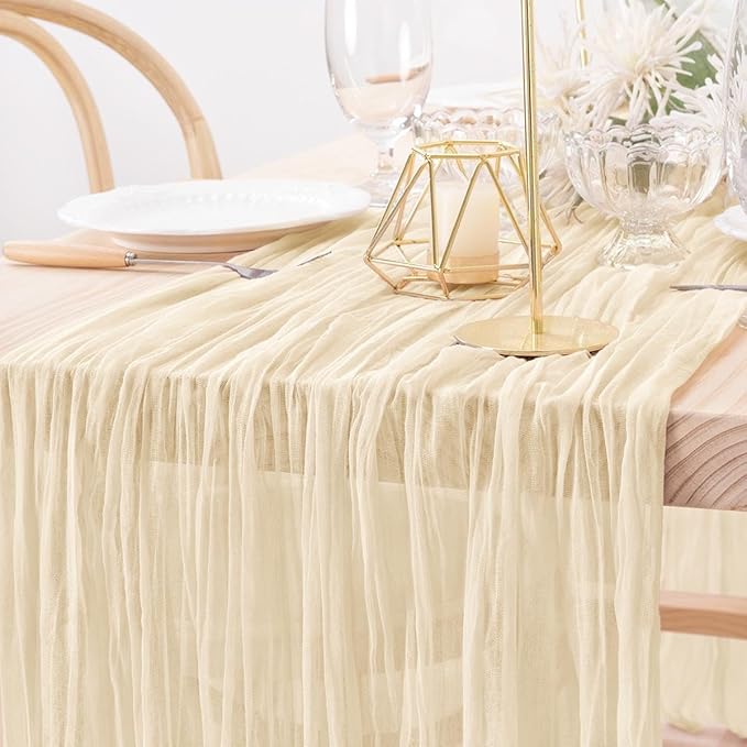 MLMW 6 Pack Beige Table Runner Cheesecloth Boho Gauze Rustic Cheese Cloth Table - Image 3