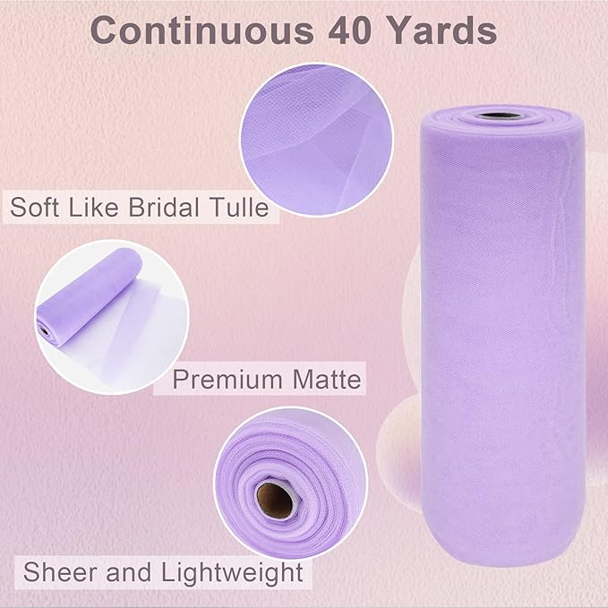Lavender Tulle Fabric Roll Spool Bolt Large Tulle Wedding Party Decoration - Image 2