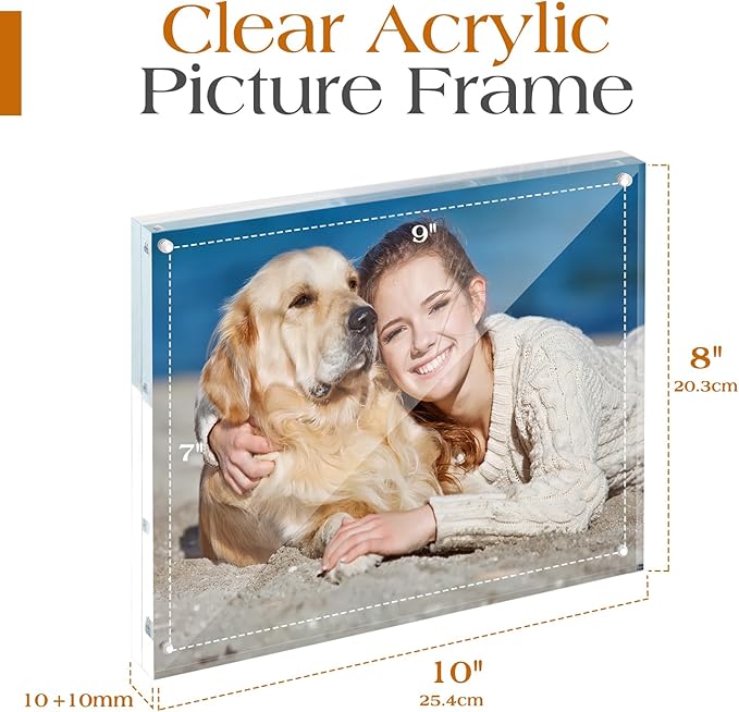TWING 6 Pack 8 x 10 Acrylic Picture Frames, Magnetic Lucite Clear Picture Frame - Image 2