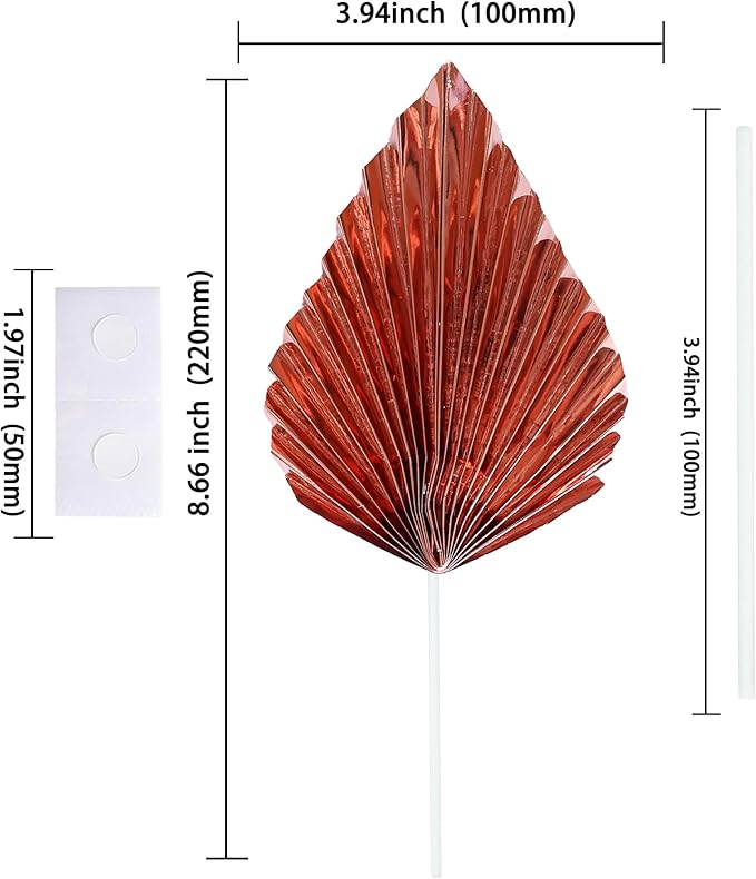 Ephlyn 6Pcs Paper Palm Leaves Fan Cake Toppers Palm Leaf Fan Cake Picks Craft - Image 2