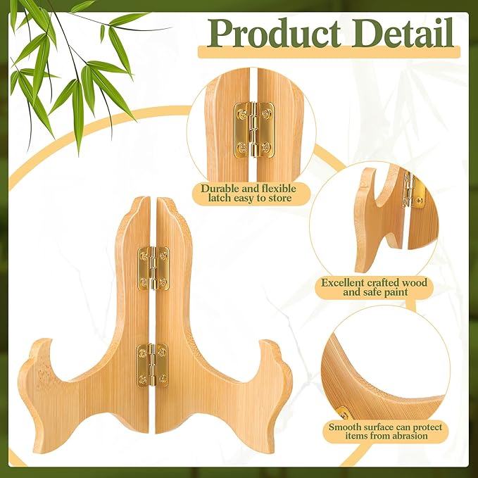 Tatuo 4 Packs Wooden Display Stand Decorative Plate Stands - Image 3