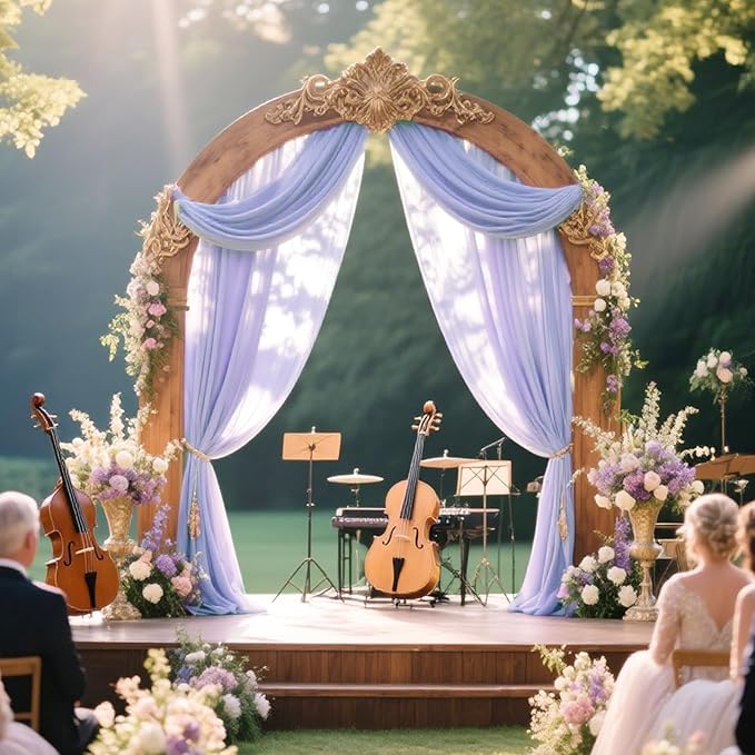 VOK Lavender Wedding Arch Draping Fabric Chiffon Curtains, 29in x 18Ft Sheer - Image 7